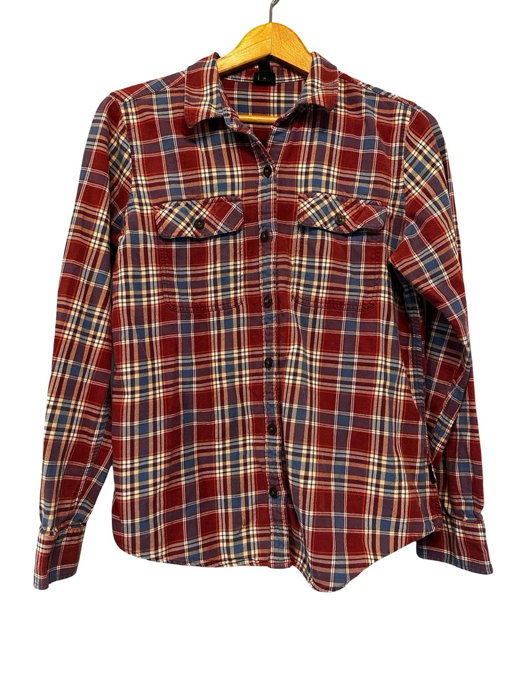 Patagonia Organic Cotton Red Plaid Midweight Fjord Flannel Button Shirt Medium